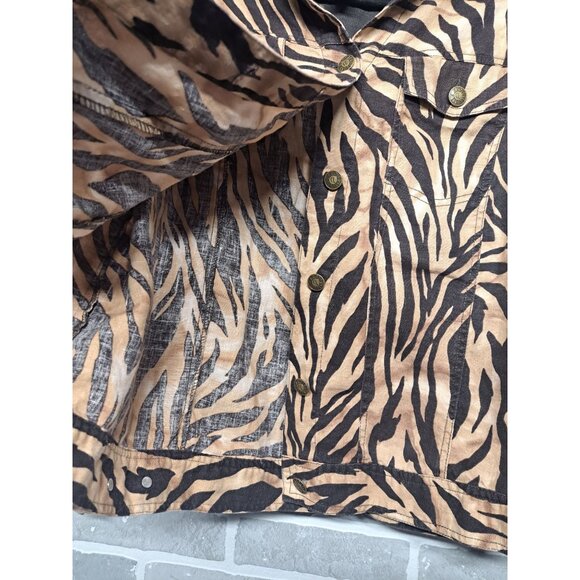 Carole Little‎  Vintage Y2K Women's Zebra Print Linen Button Jacket 1X - Picture 4 of 9